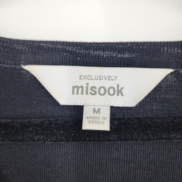 Misook Sleeveless V-Neck Black Top Bottom Striped Dress Size Medium - Picture 2 of 4